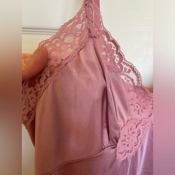 VTG Vassarette Mid Century Modern Pink Classic Slip Dress W/ Lace Trim Large - Picture 5 of 12